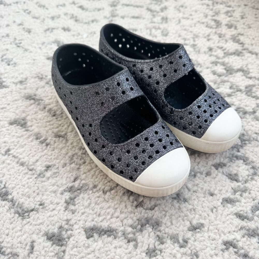 Native Dark Grey Bling Sparkle Mary Jane Shoes 11C - Picture 1 of 7